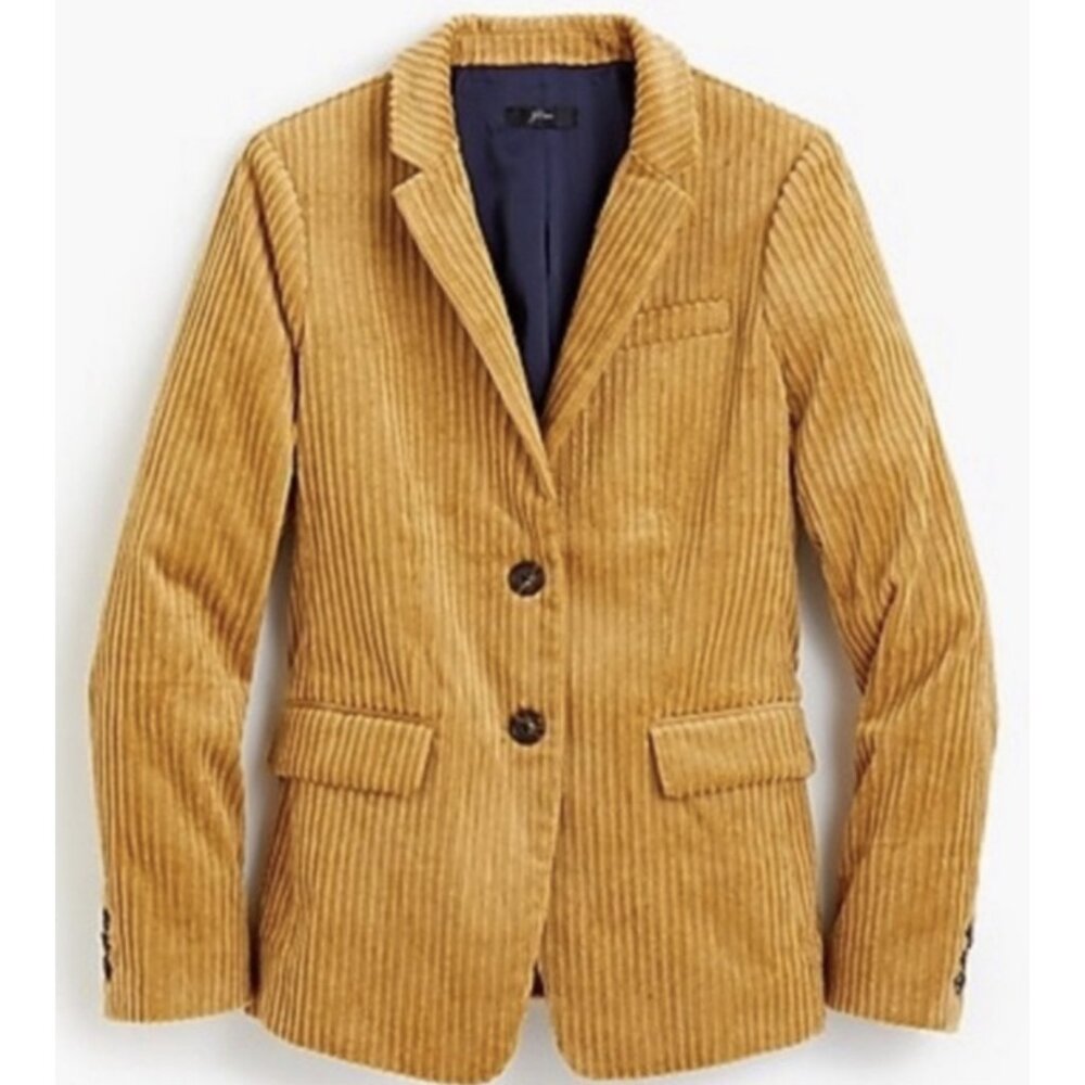 J. CREW Wide Wale Corduroy Blazer Jacket in Tan Camel Preppy Academia - Size 8